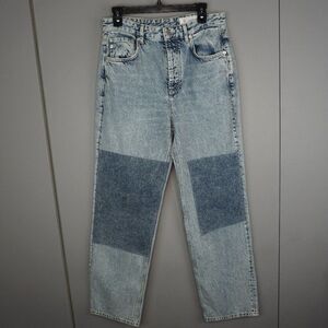 AG Women's Jeans Clove Patched Relaxed Fit Straight Leg Jeans in Nomad size 28